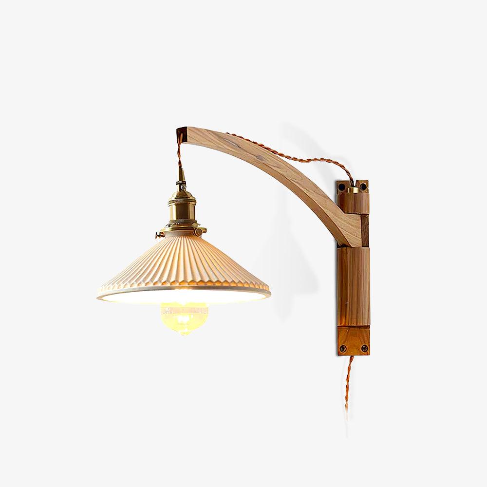 Evin Nordic Art Swing Arm Walnut Ceramic Wall Lamp