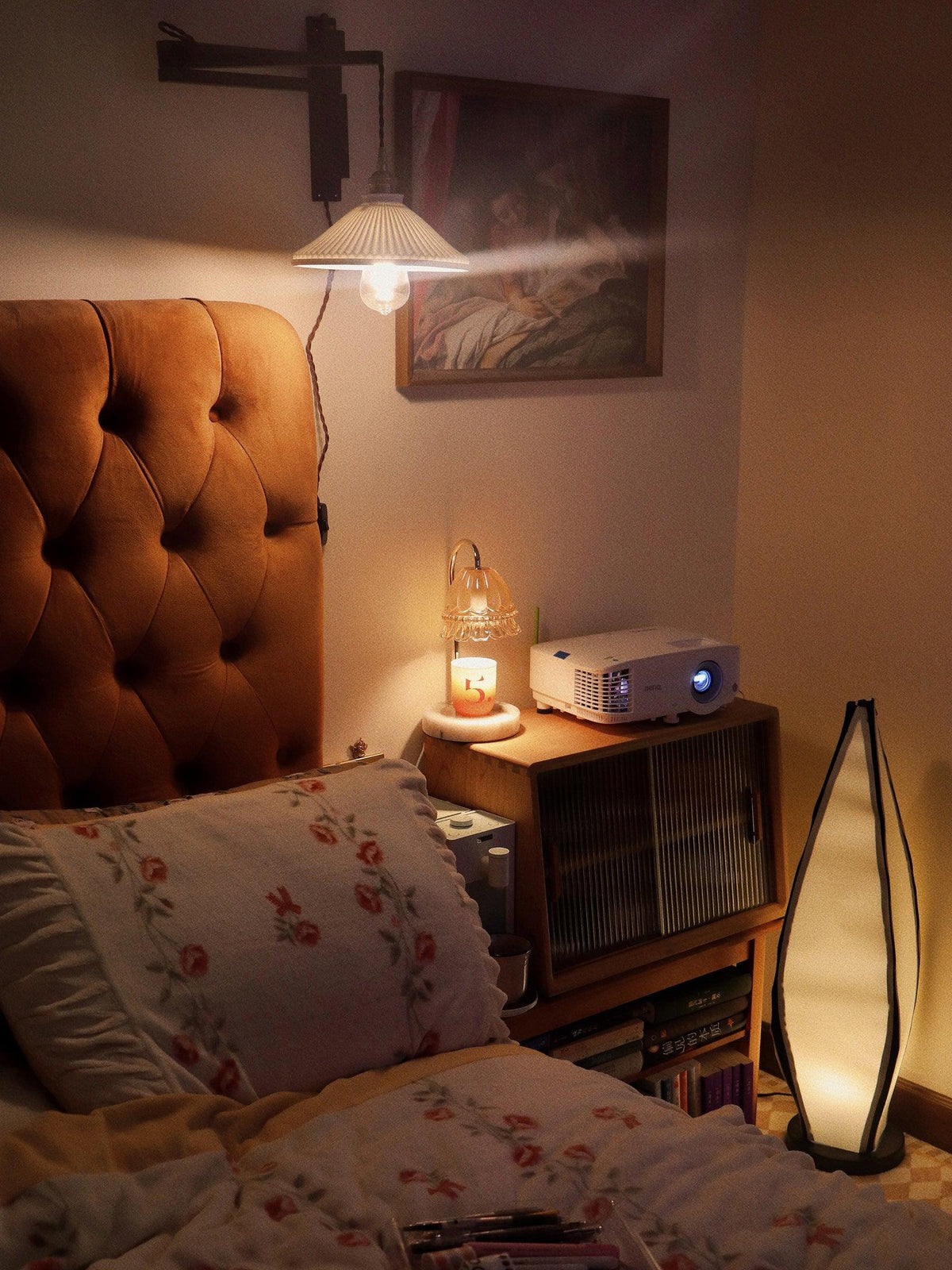 Sathen Nordic Art Telescopic Walnut Ceramic Wooden Wall Lamp