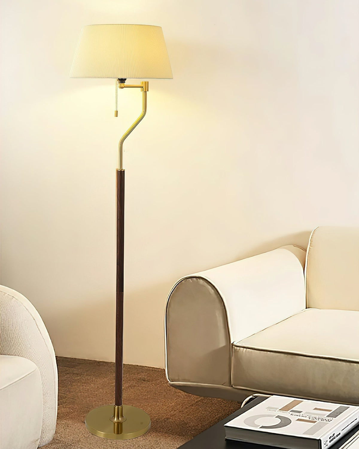 Elverine Walnut Whisper Floor Lamp