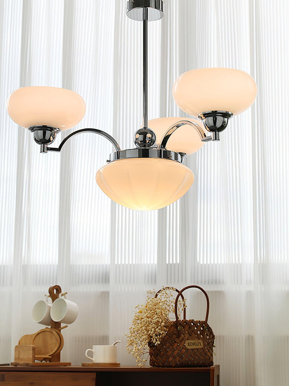 Veliniel Chandelier Warre Satin Nickel Glass Iron