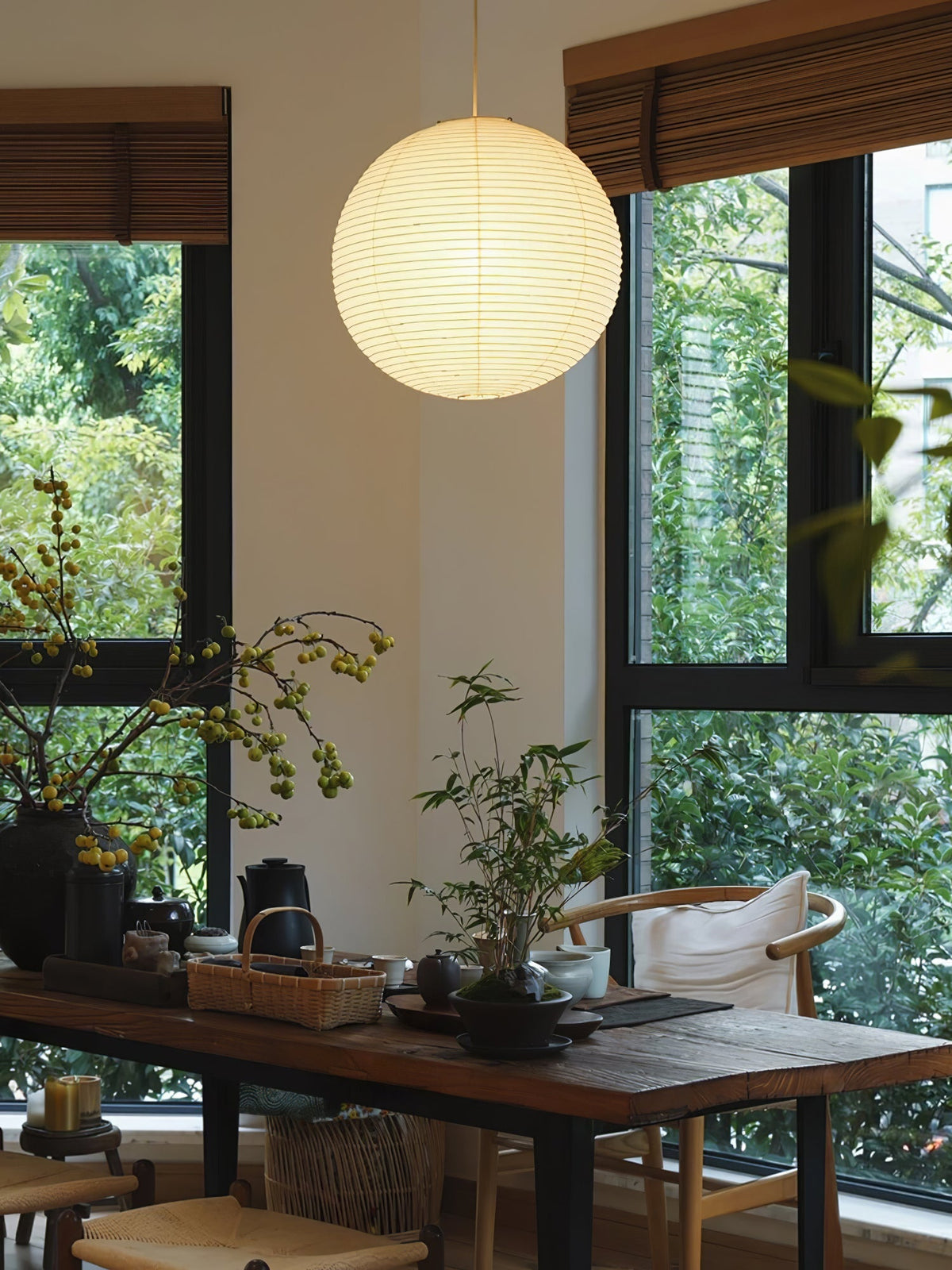Quaden Paper Globe White Plug Wire Pendant Light