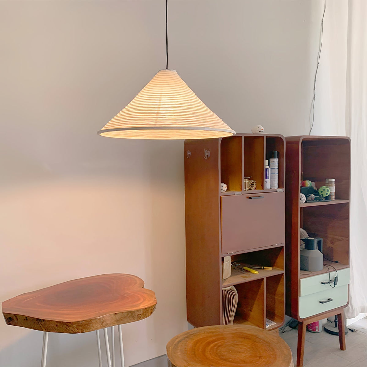 Conic Paper Pyramid Pendant Lamp