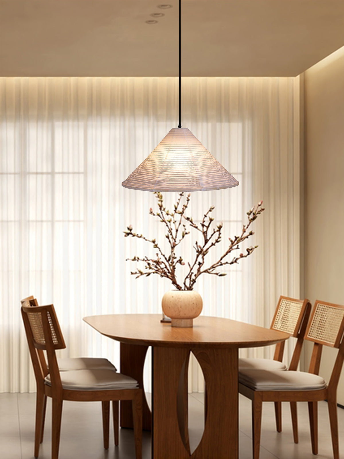 Conic Paper Pyramid Pendant Lamp
