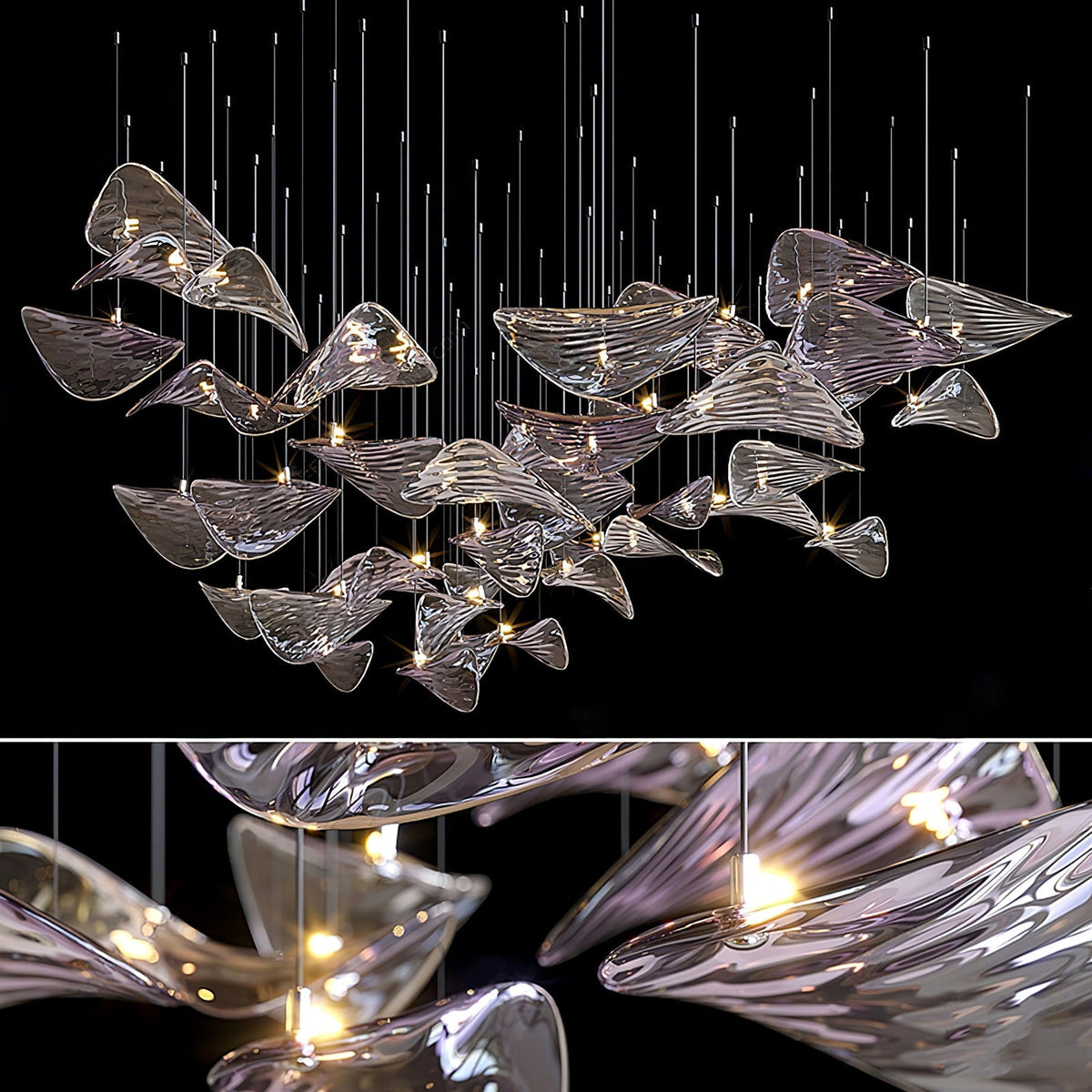 Venia Wave Floating Leaf Chandelier