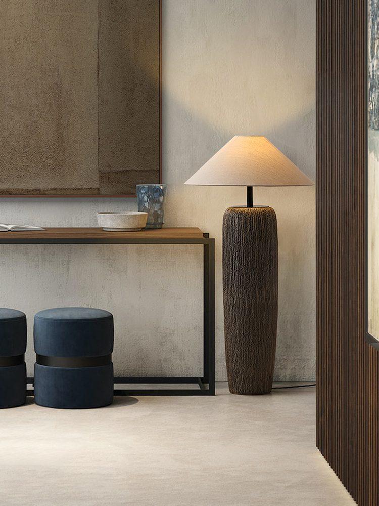 Hael Weathered Wood Grain Floor Lamp