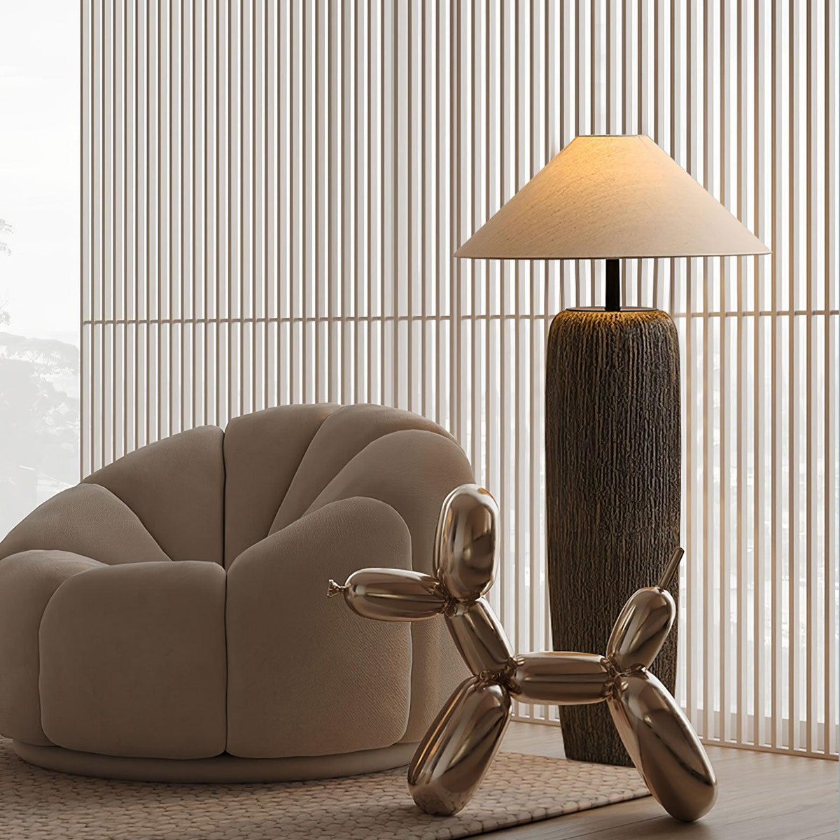 Hael Weathered Wood Grain Floor Lamp