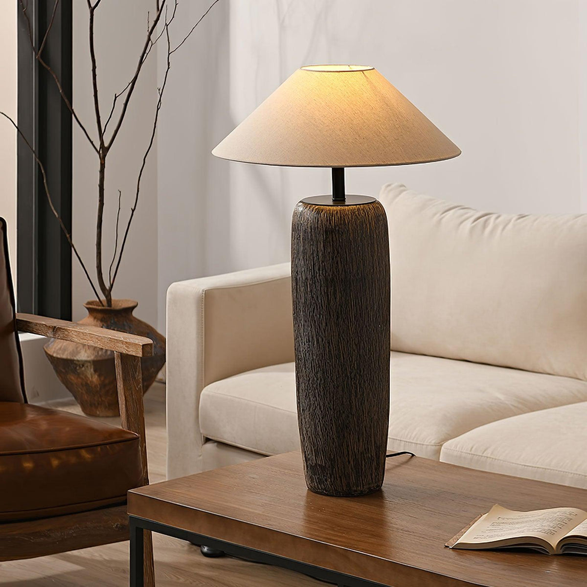 Hael Weathered Wood Grain Floor Lamp