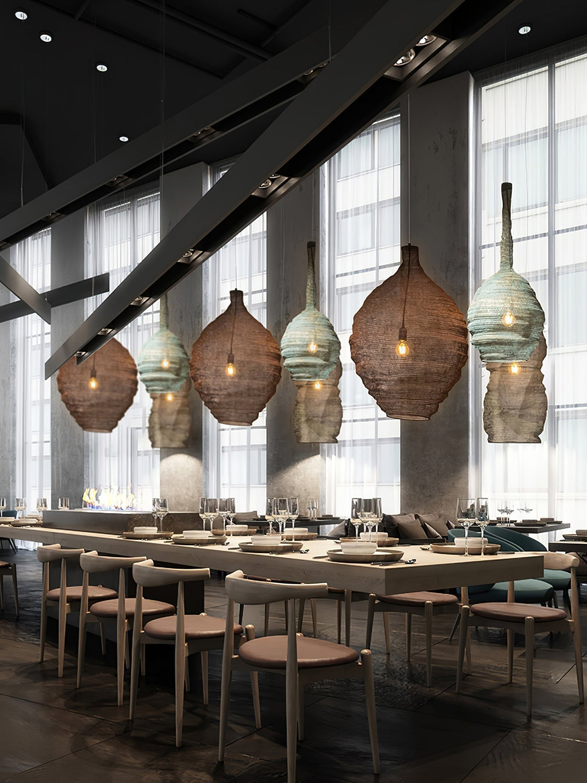 Vae Industrial Wire Pendant Lamps
