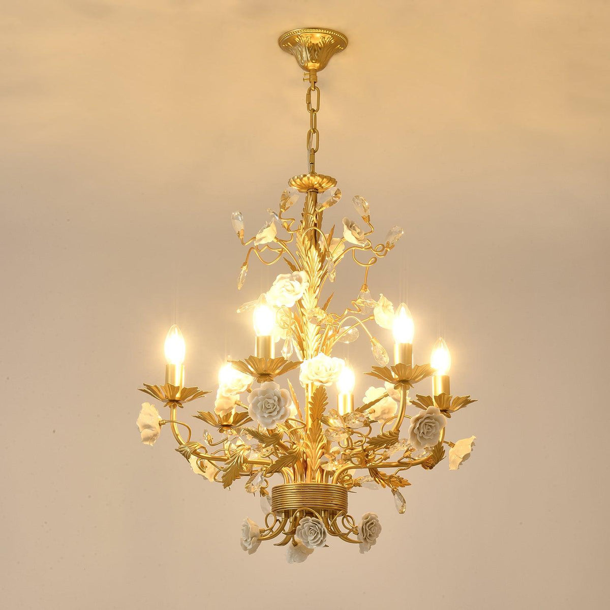 Elyarelle Chandelier White Rose Crystal