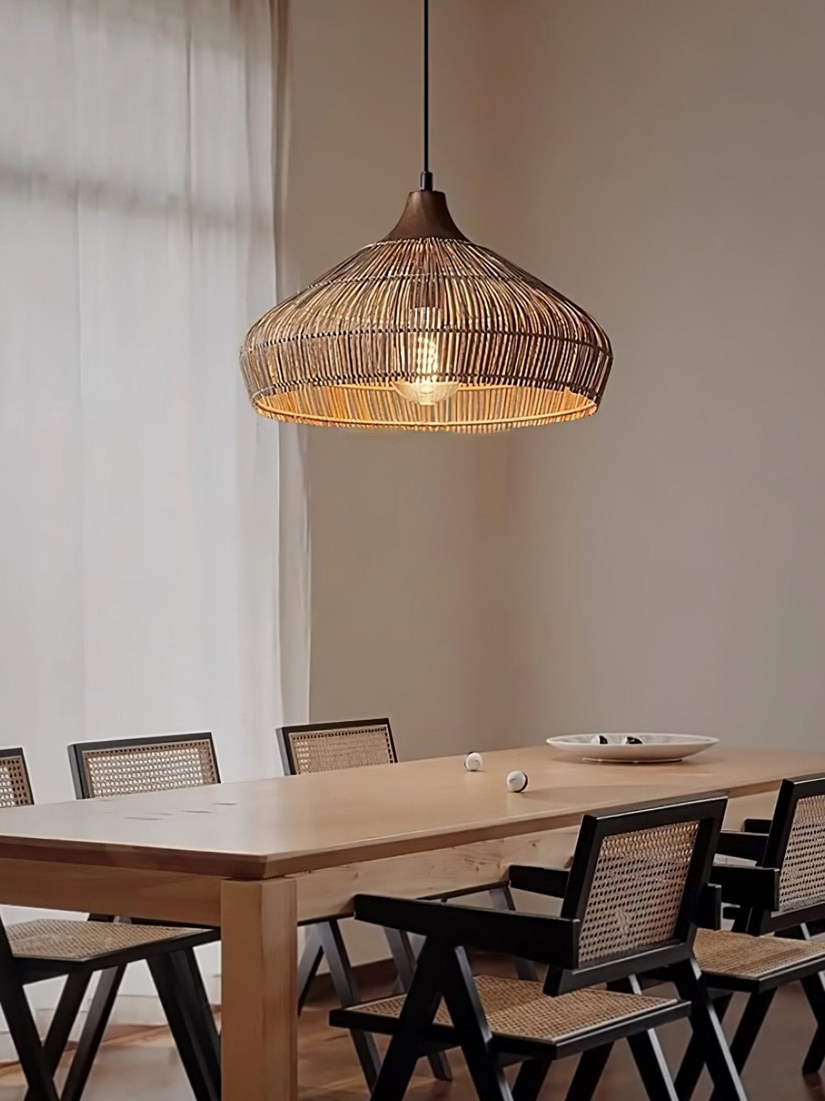Lythean Elegance Art Rattan Wood Pendant Light
