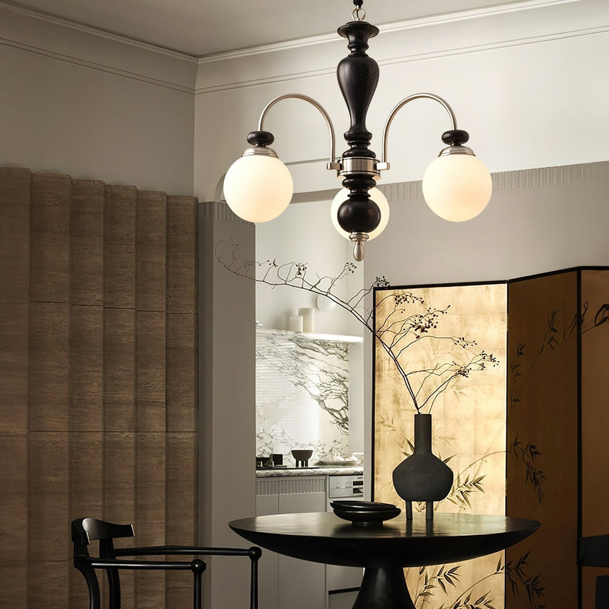 Solara Chandelier Classic Wooden Brass