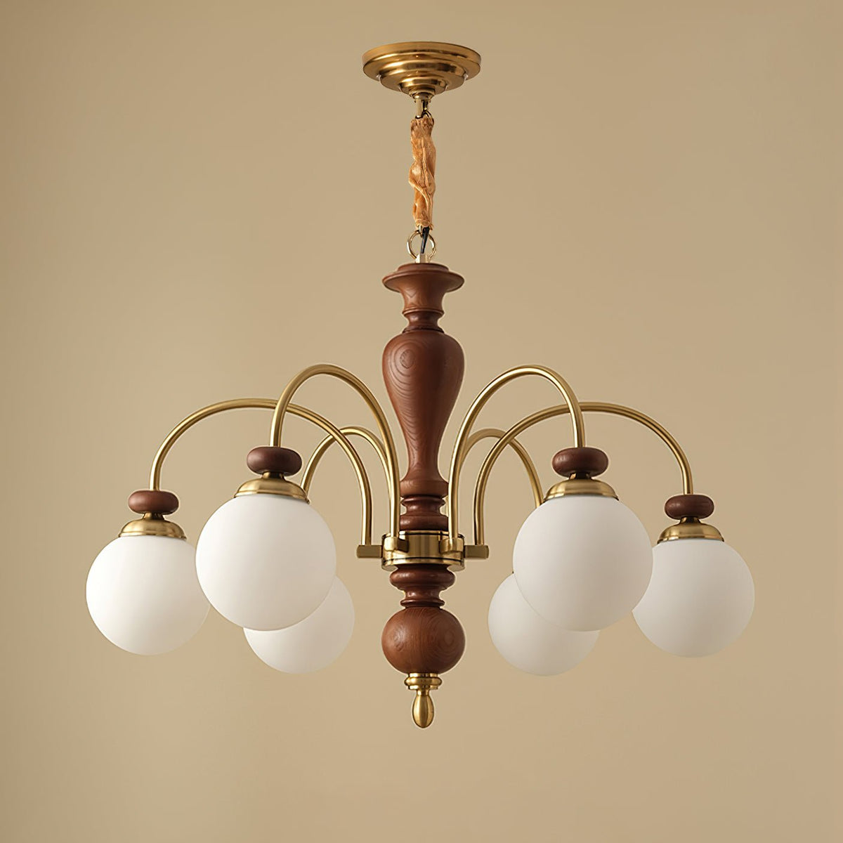 Solara Chandelier Classic Wooden Brass