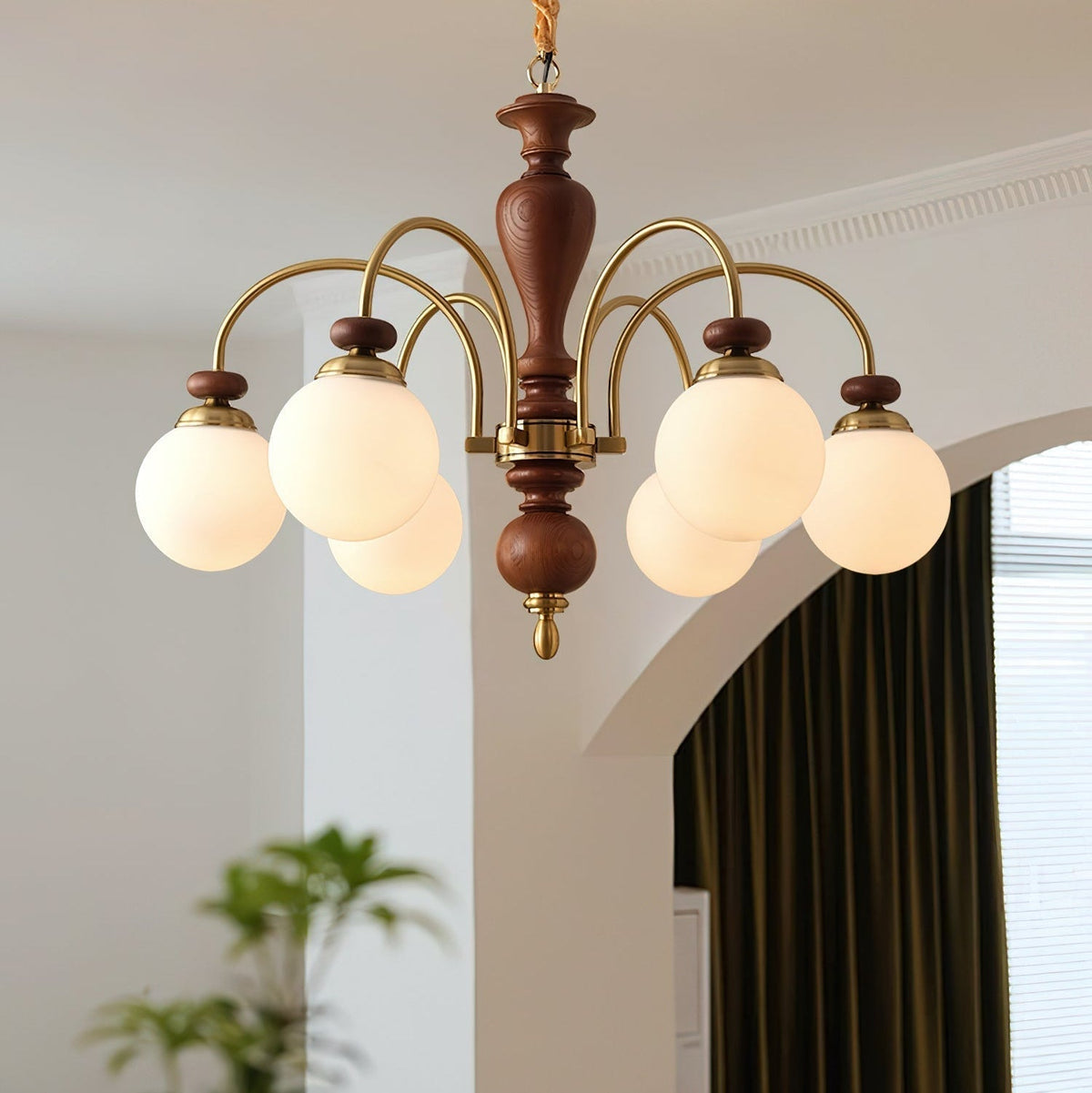 Solara Chandelier Classic Wooden Brass
