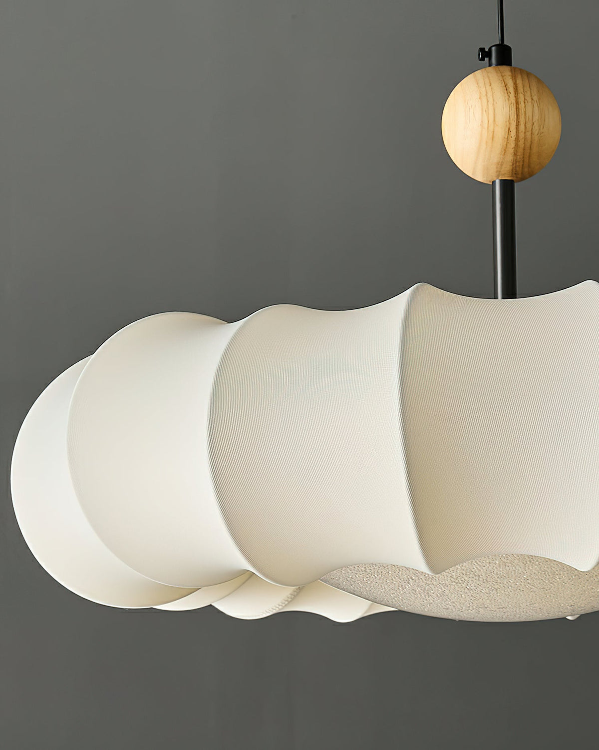 Embers Traditional Natural Veil Wood Fabric Pendant Light