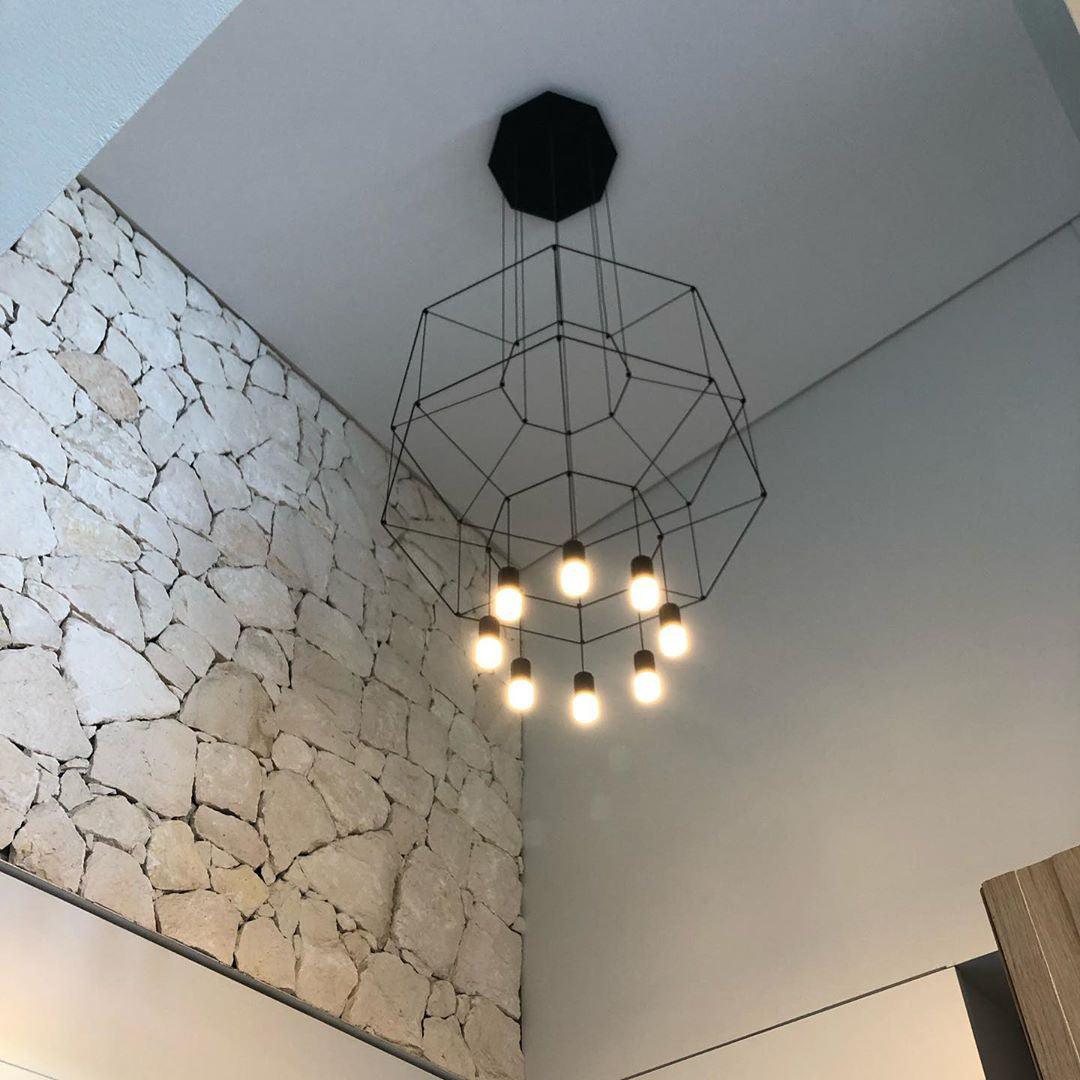 Elaalora Pendant Lamp Geometric Wire Black LED