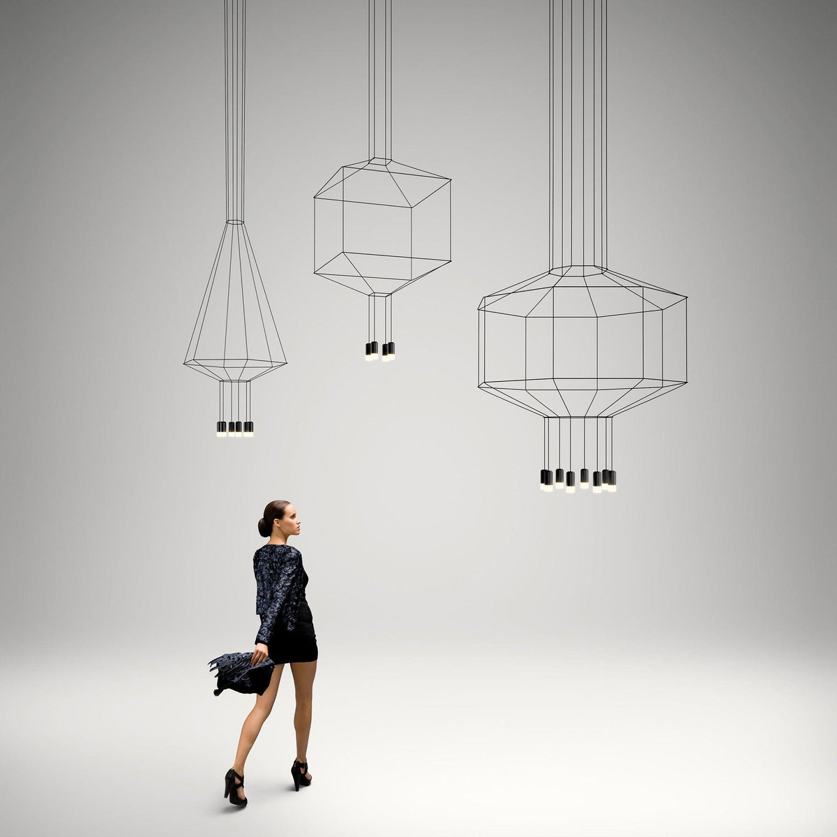 Elaalora Pendant Lamp Geometric Wire Black LED