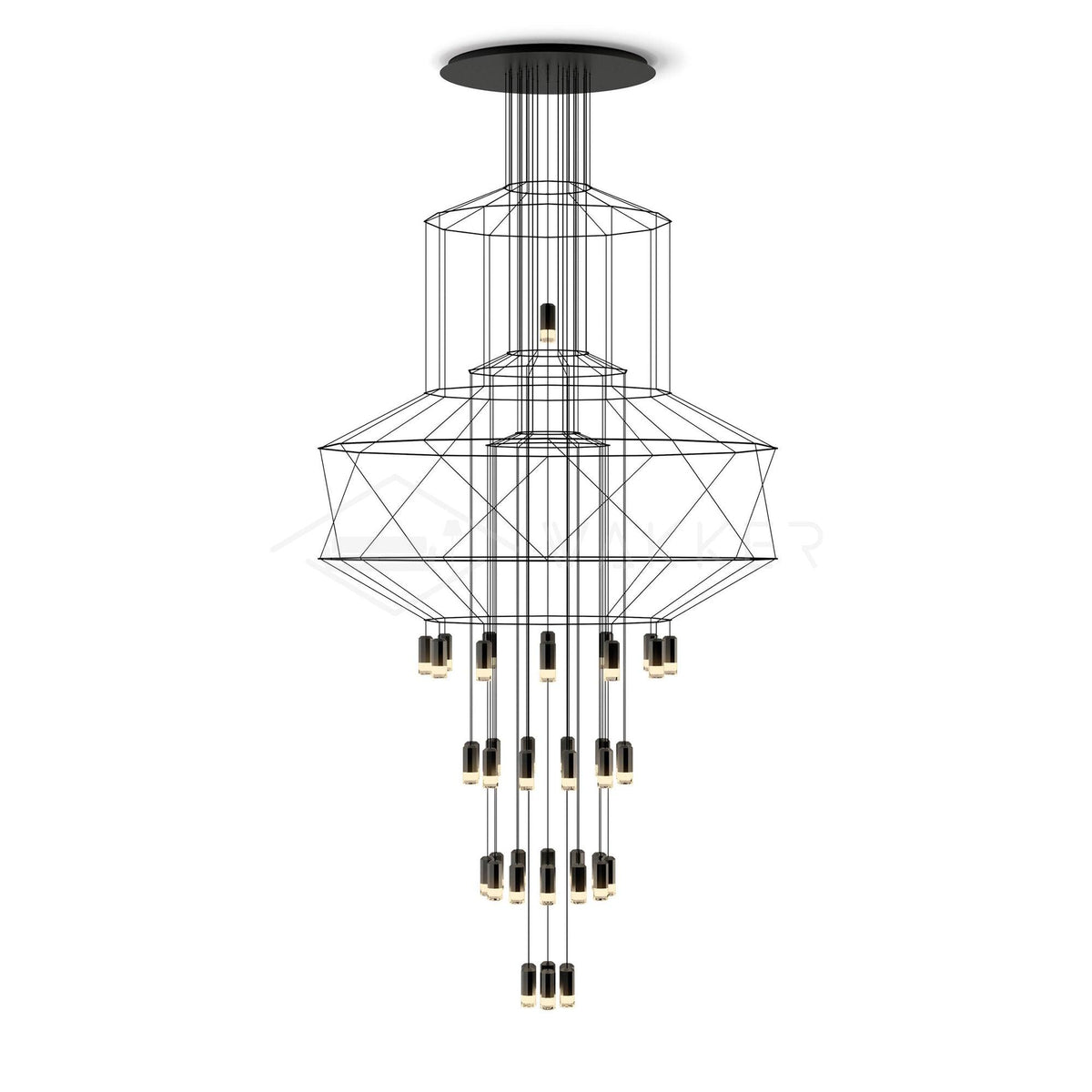 Tevenq Chandelier Lines Black Wireframe LED