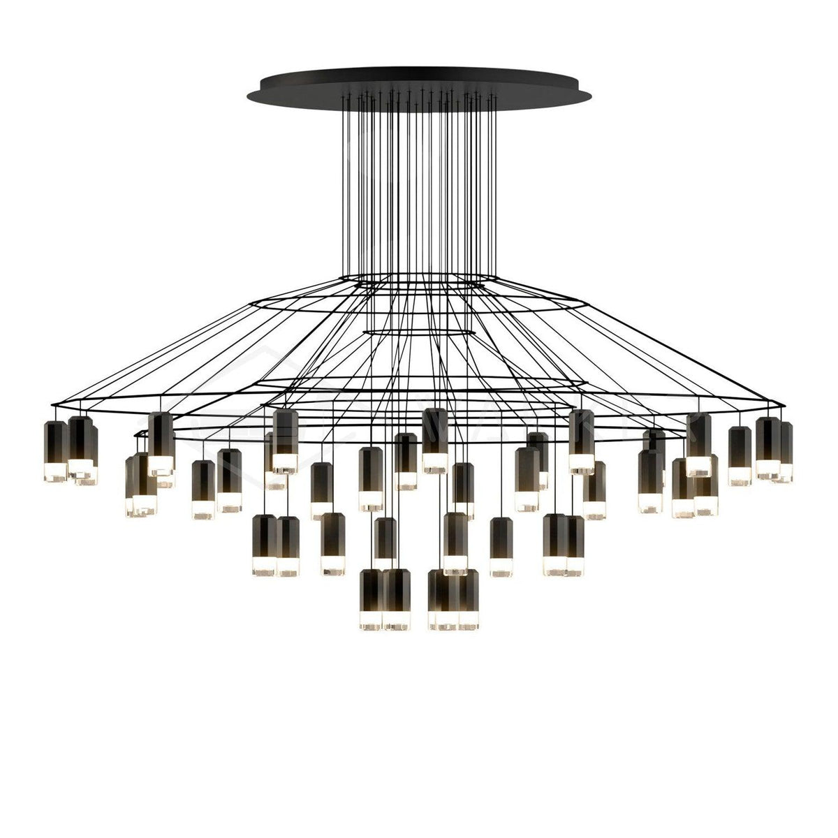 Tevenq Chandelier Lines Black Wireframe LED