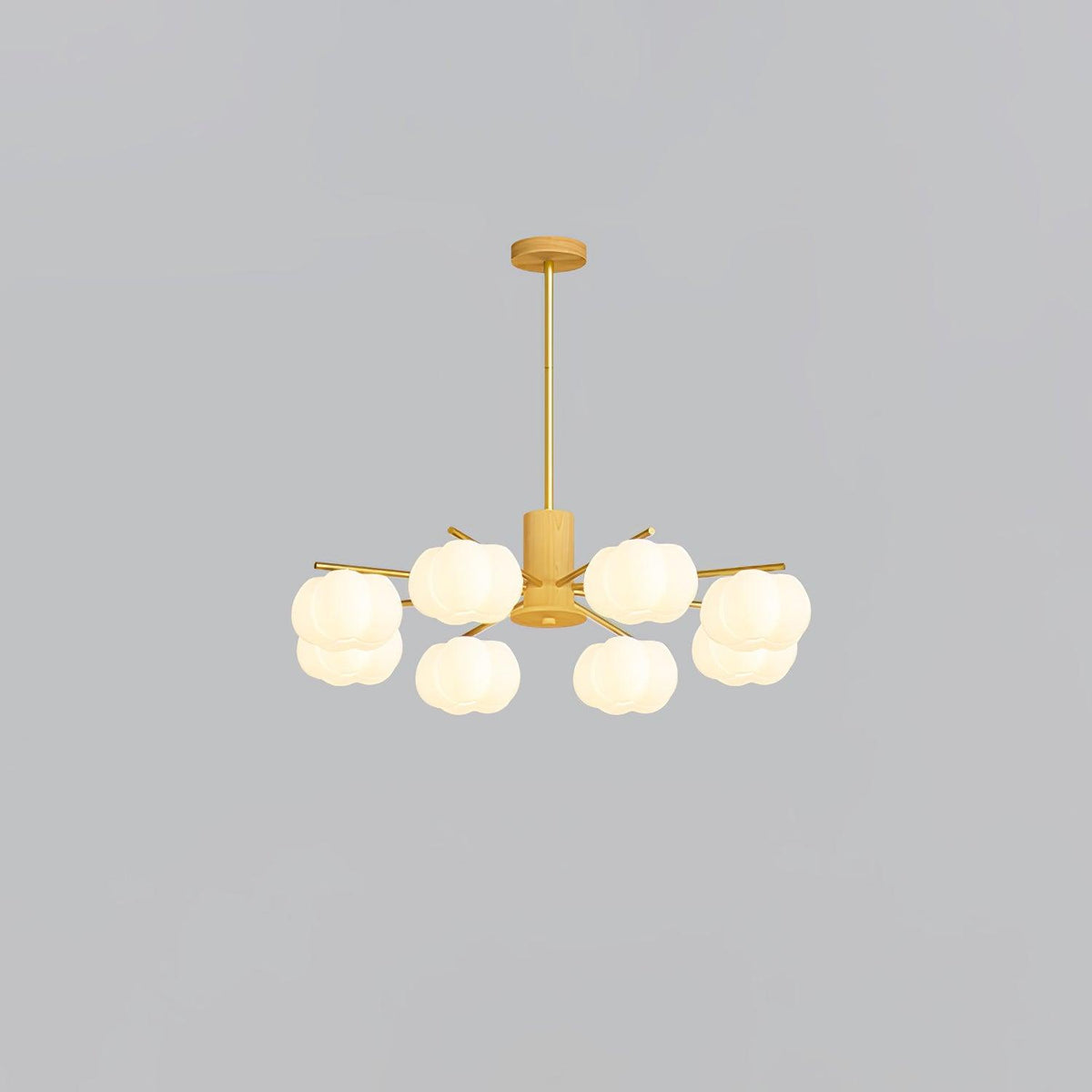 Sylanira Chandelier Wooden Cotton Balls Gold PE