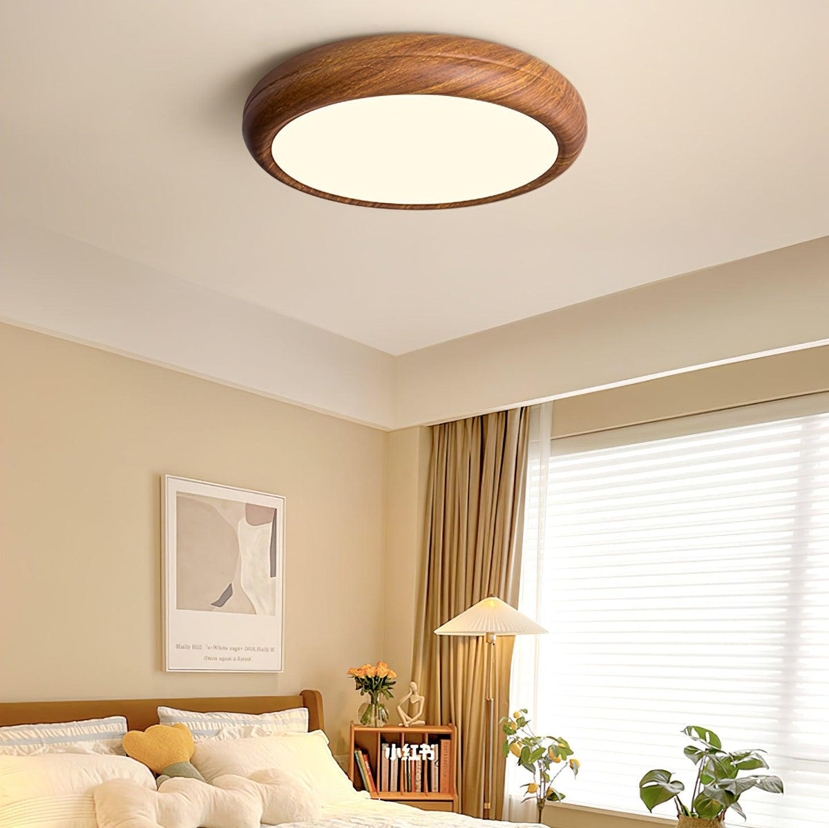 Niralel Ceiling Light Woodgrain Acrylic Round