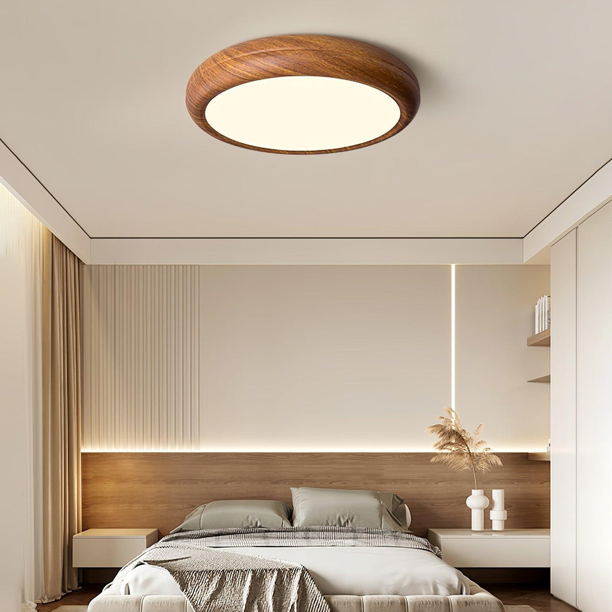 Silas Wood Grain Round Ceiling Light