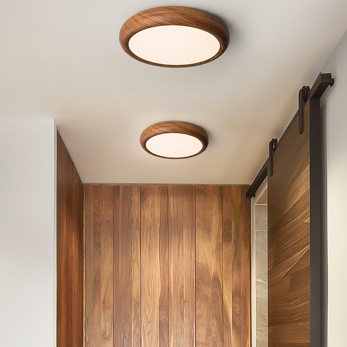 Niralel Ceiling Light Woodgrain Acrylic Round