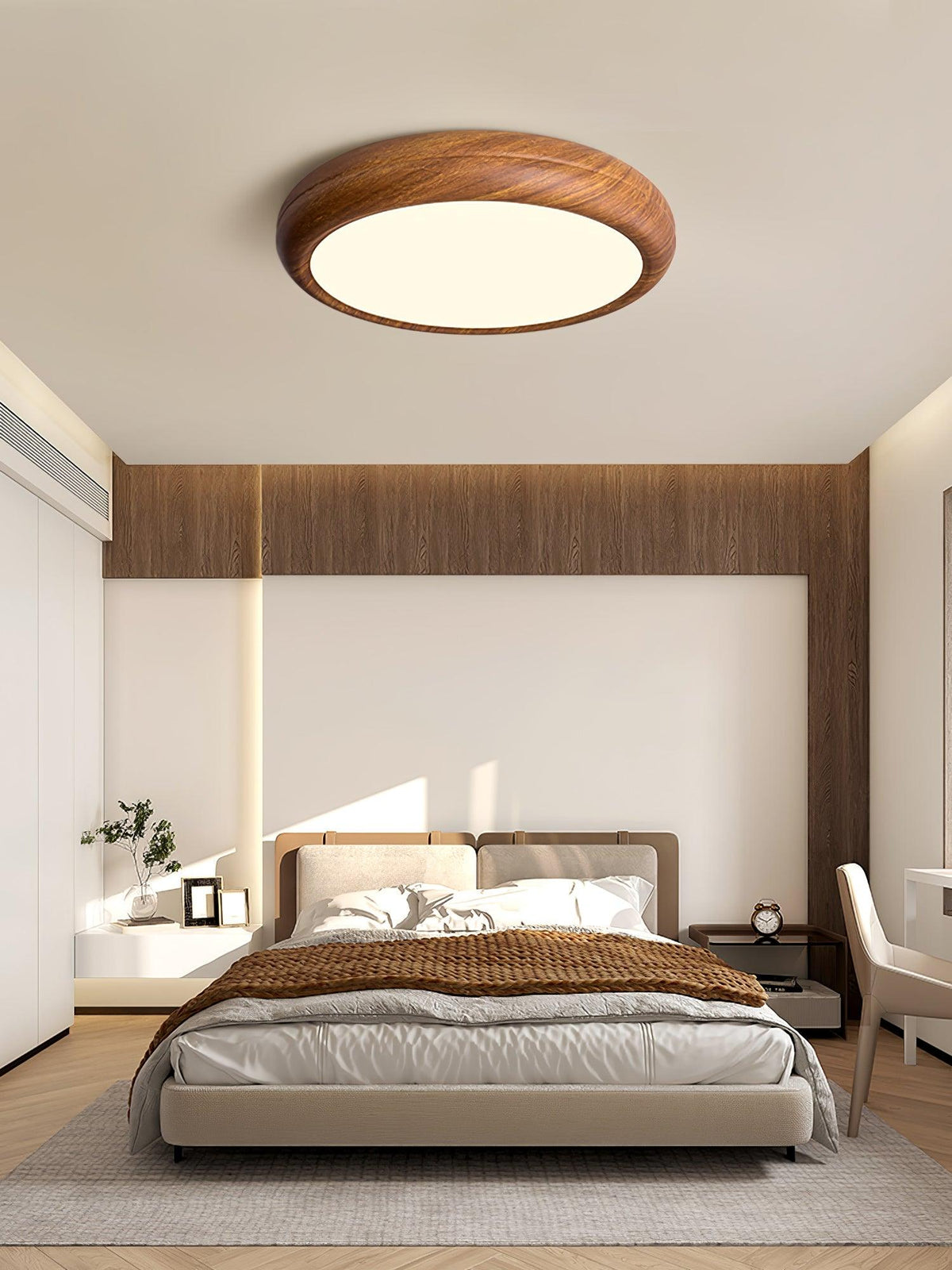 Niralel Ceiling Light Woodgrain Acrylic Round