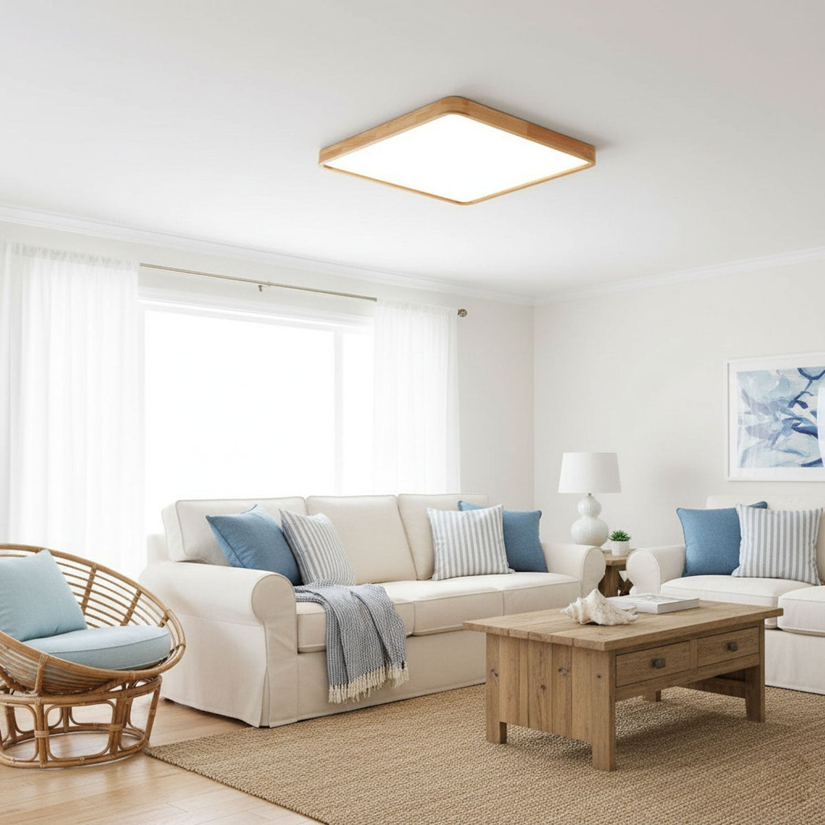 Weson Wooden Geometric Flush Mount Ceiling Light