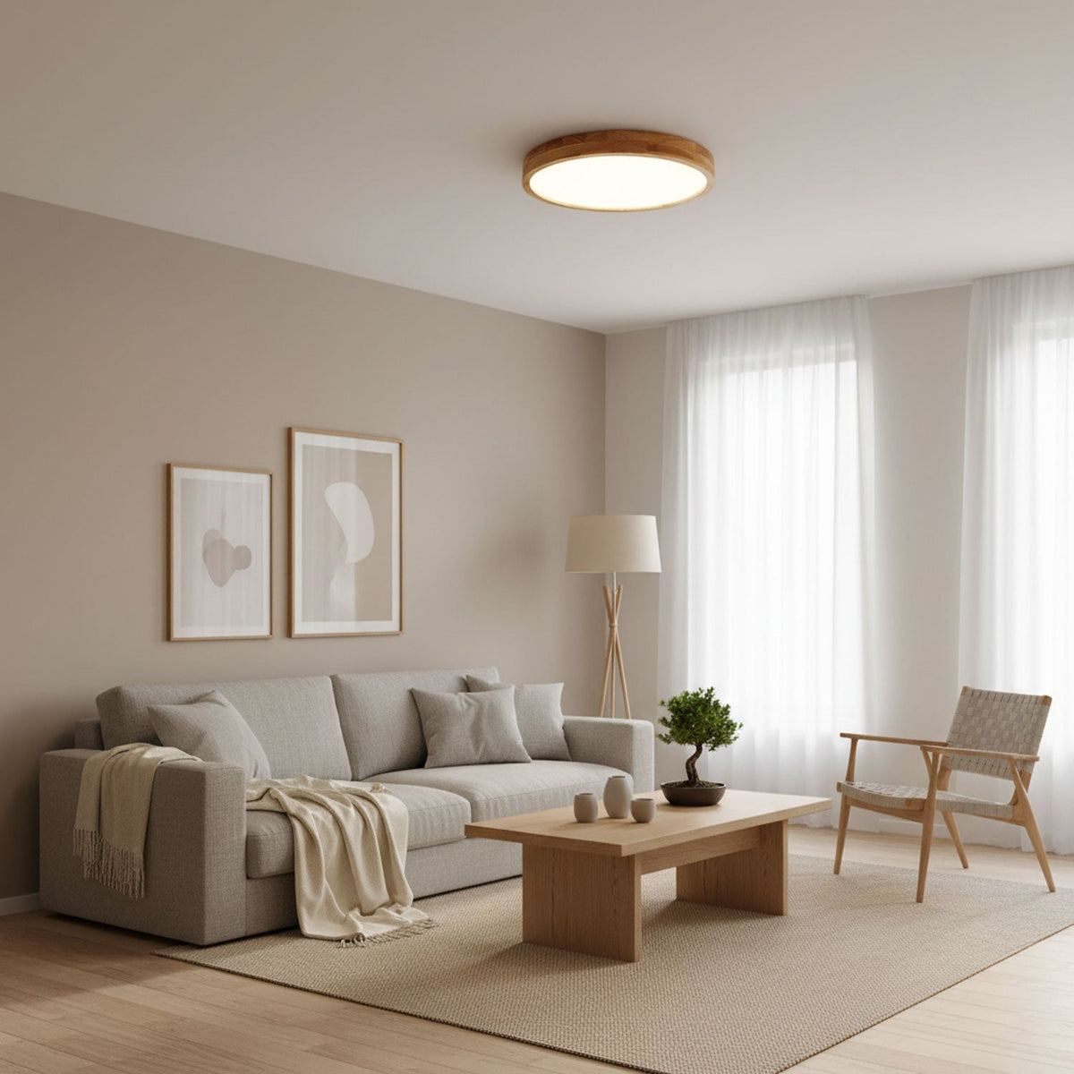 Weson Wooden Geometric Flush Mount Ceiling Light
