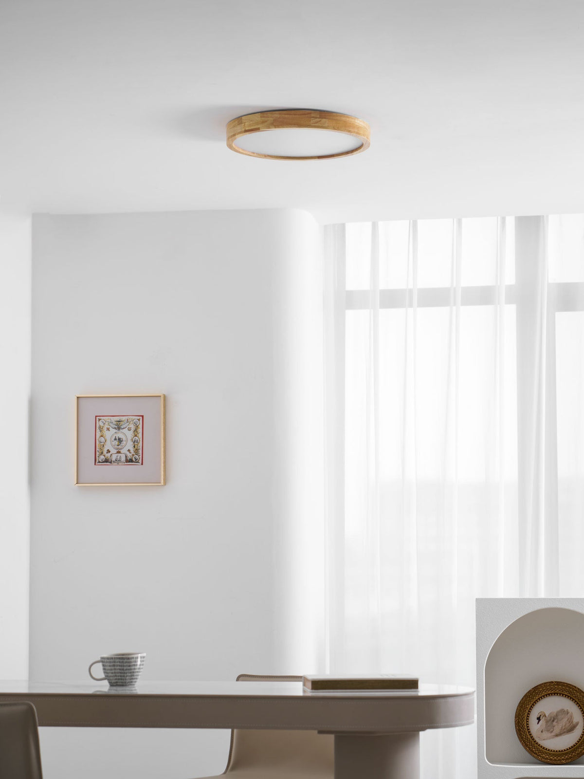 Weson Wooden Geometric Flush Mount Ceiling Light