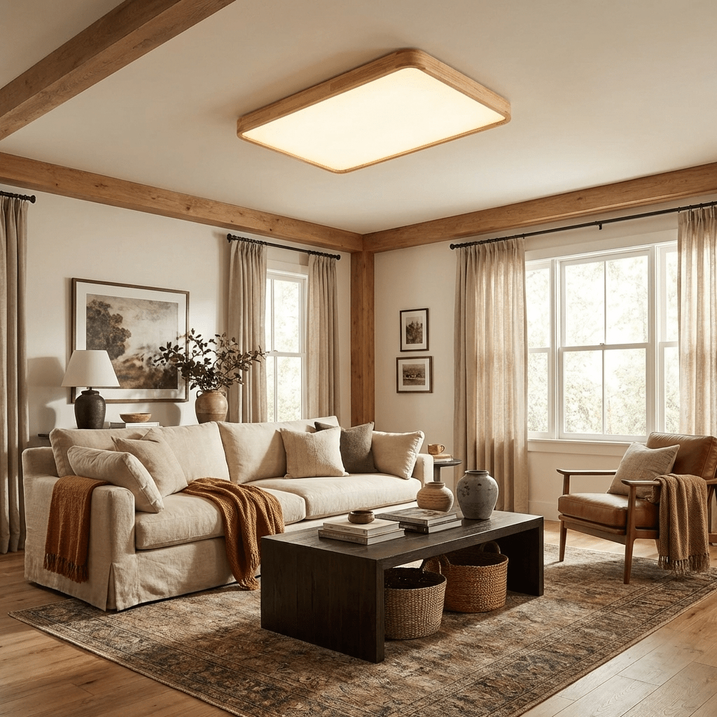 Weson Wooden Geometric Flush Mount Ceiling Light