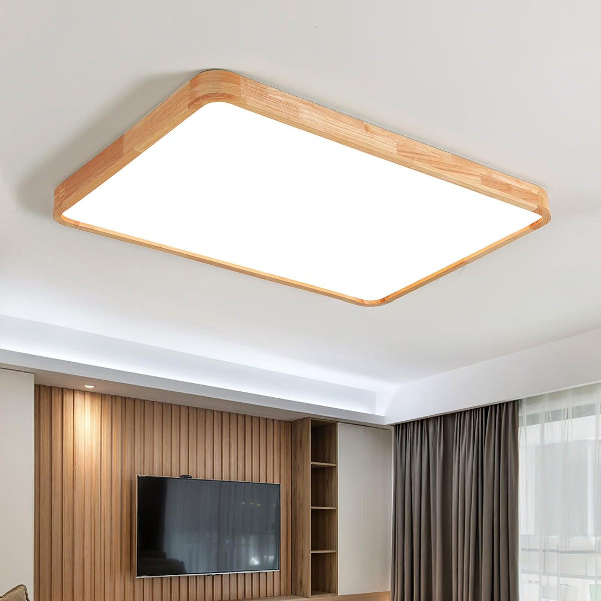Weson Wooden Geometric Flush Mount Ceiling Light
