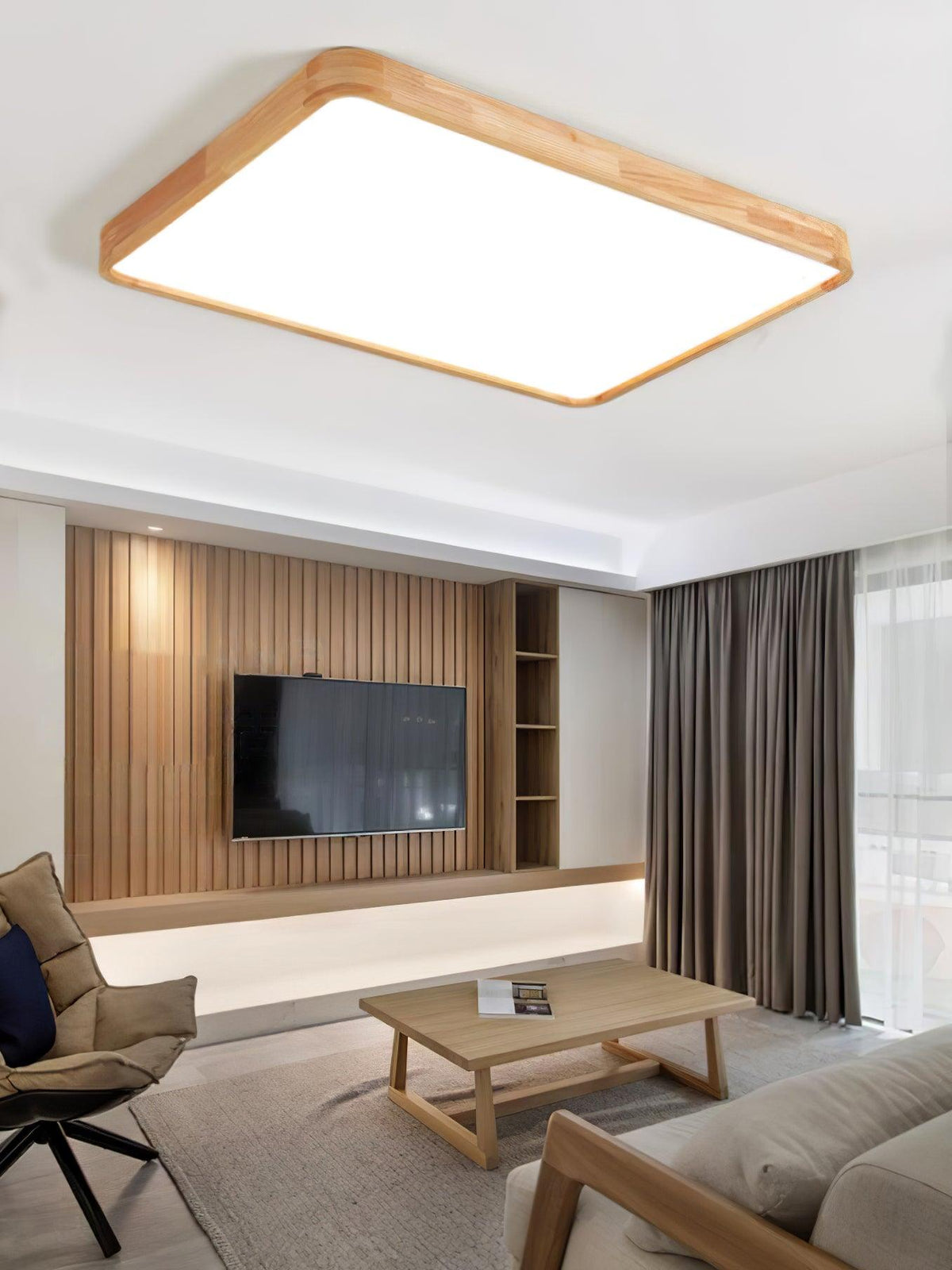 Weson Wooden Geometric Flush Mount Ceiling Light