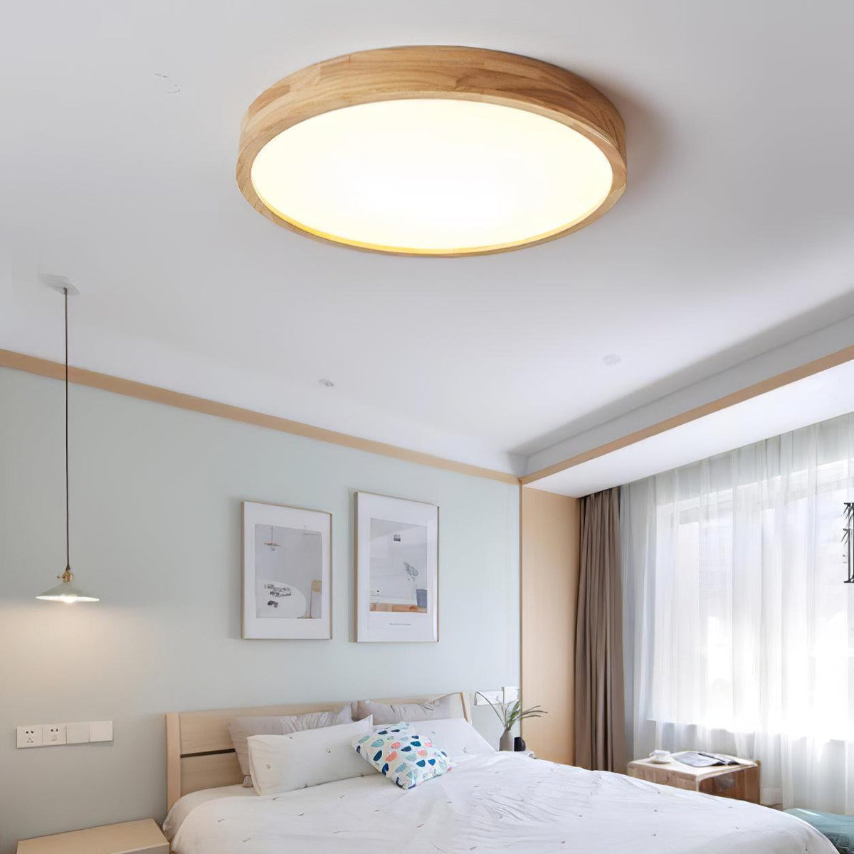 Weson Wooden Geometric Flush Mount Ceiling Light