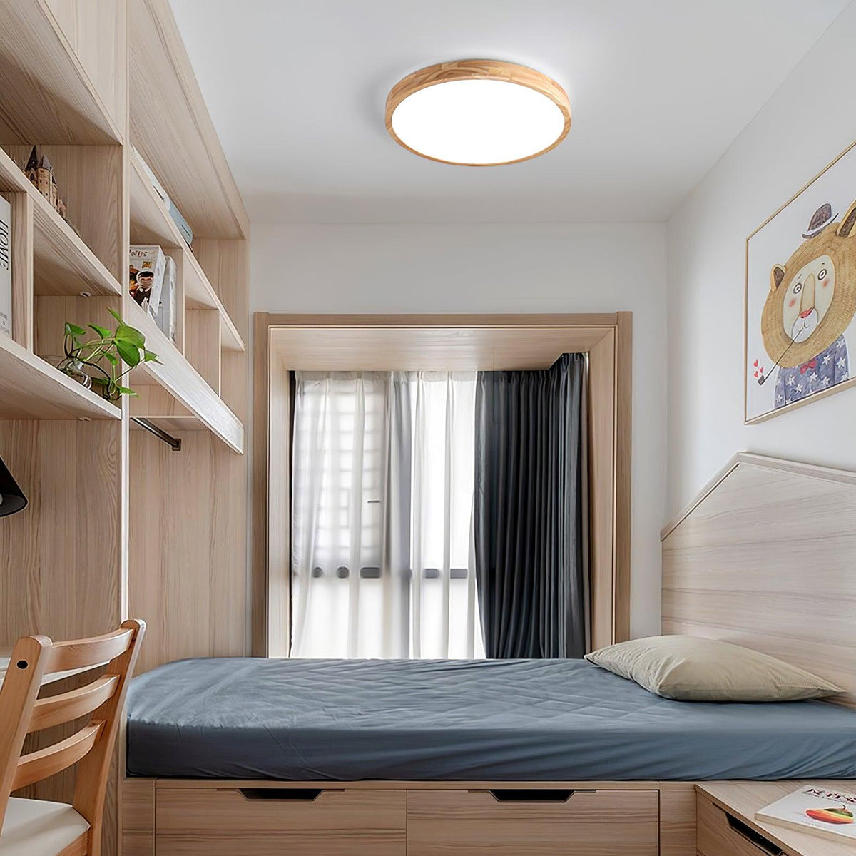 Weson Wooden Geometric Flush Mount Ceiling Light