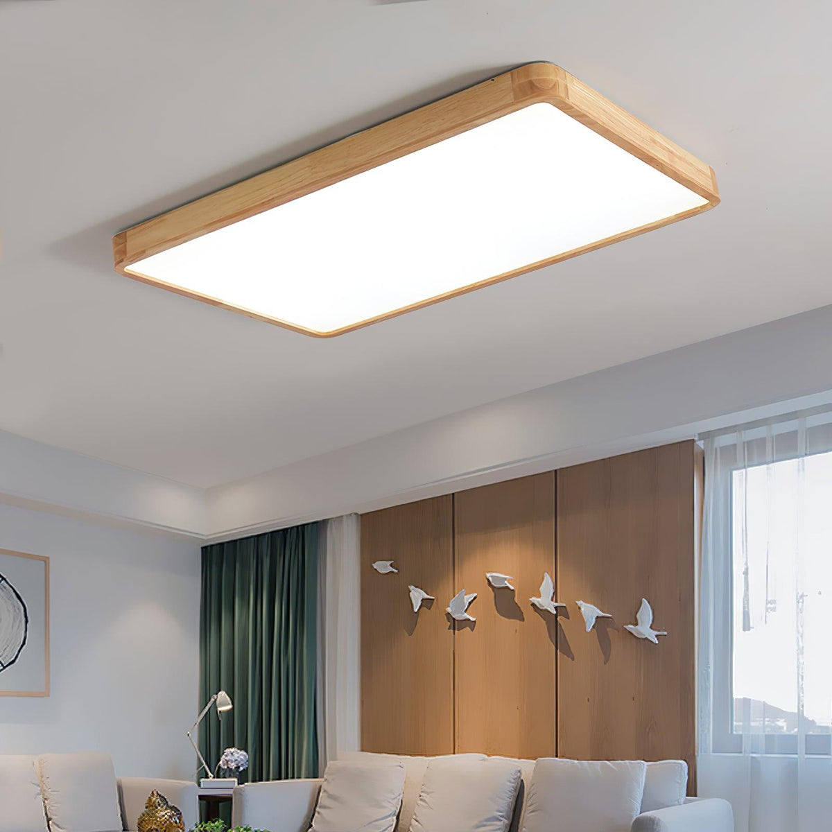 Weson Wooden Geometric Flush Mount Ceiling Light