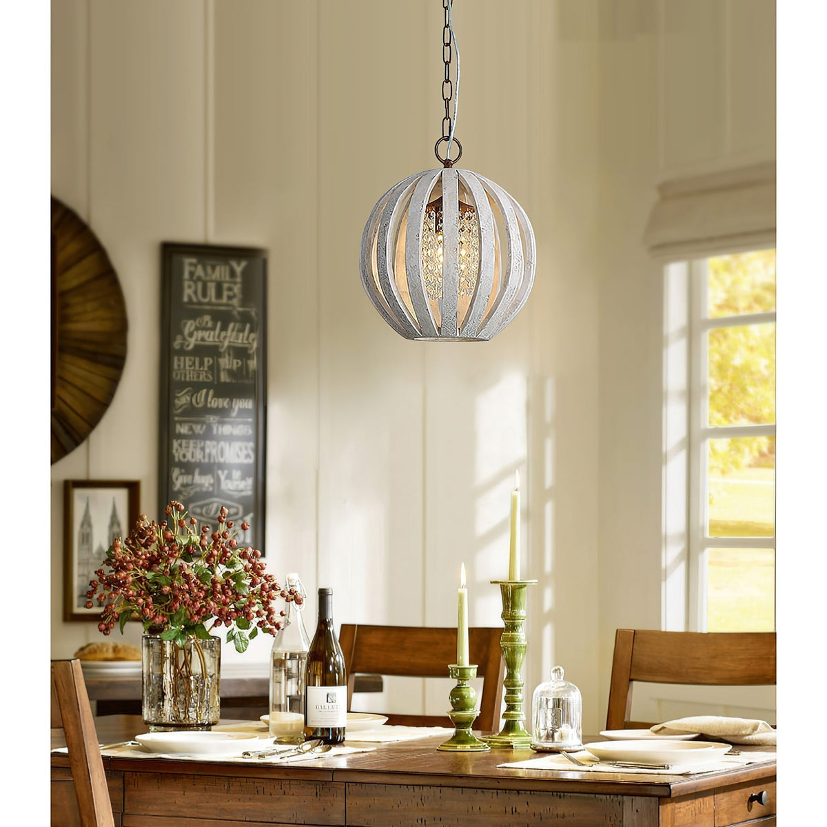 Sylaette Wooden Globe Pendant Lamp