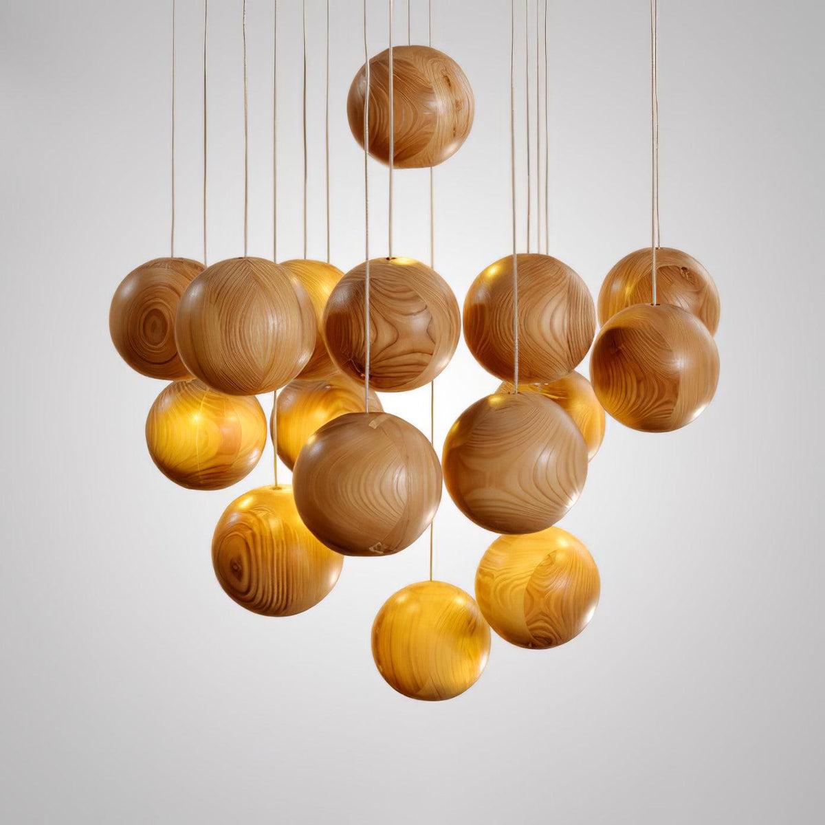 Vixor Nordic Orb Sphere Cluster Wooden Pendant Light