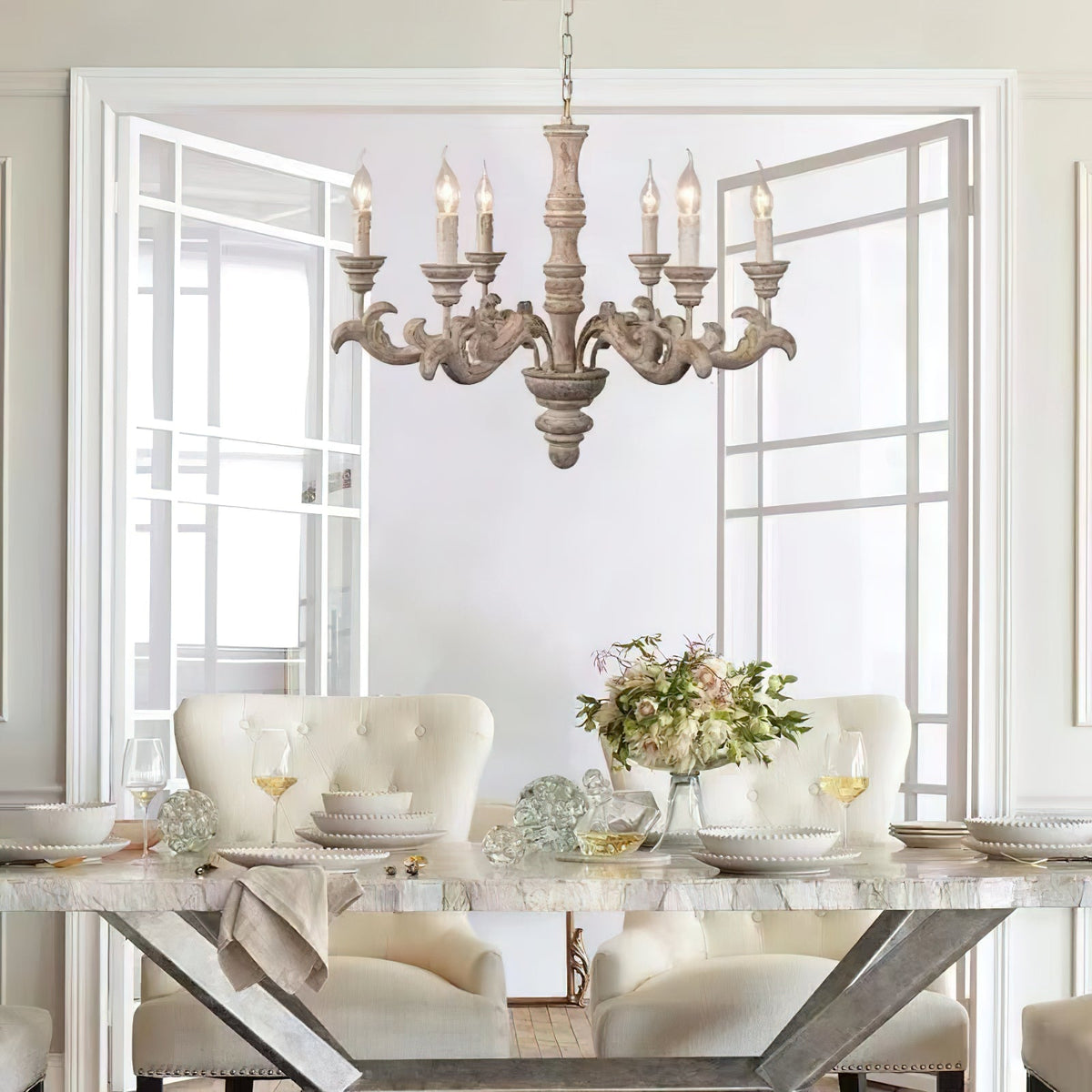 Vovynan Luxury Roman Column Wooden Chandelier