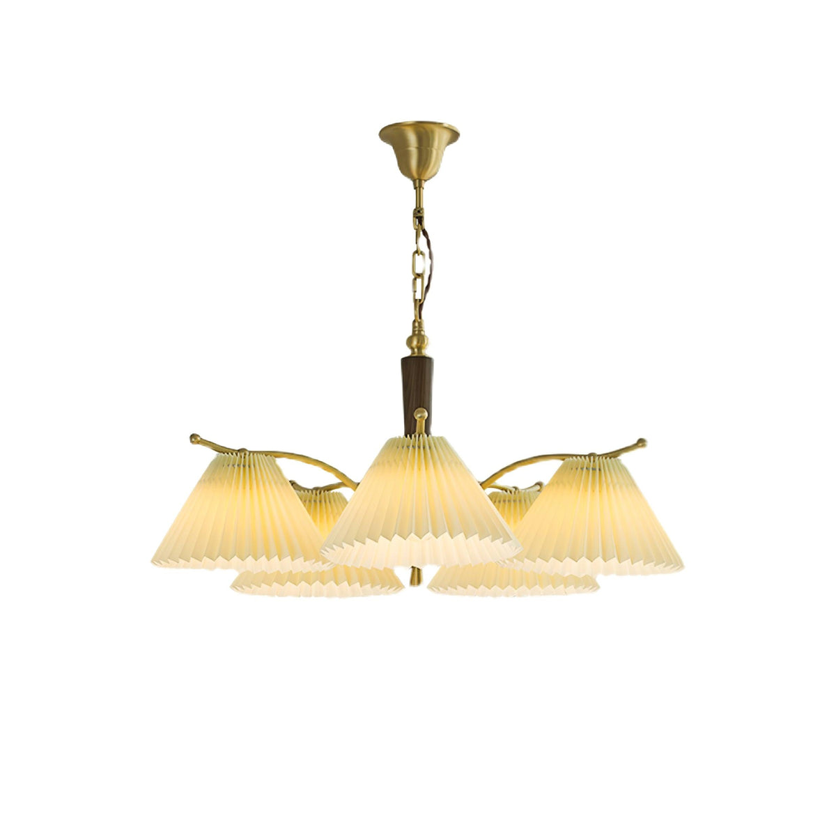 Oriinaria Chandelier Brass Pleated Shade Classic