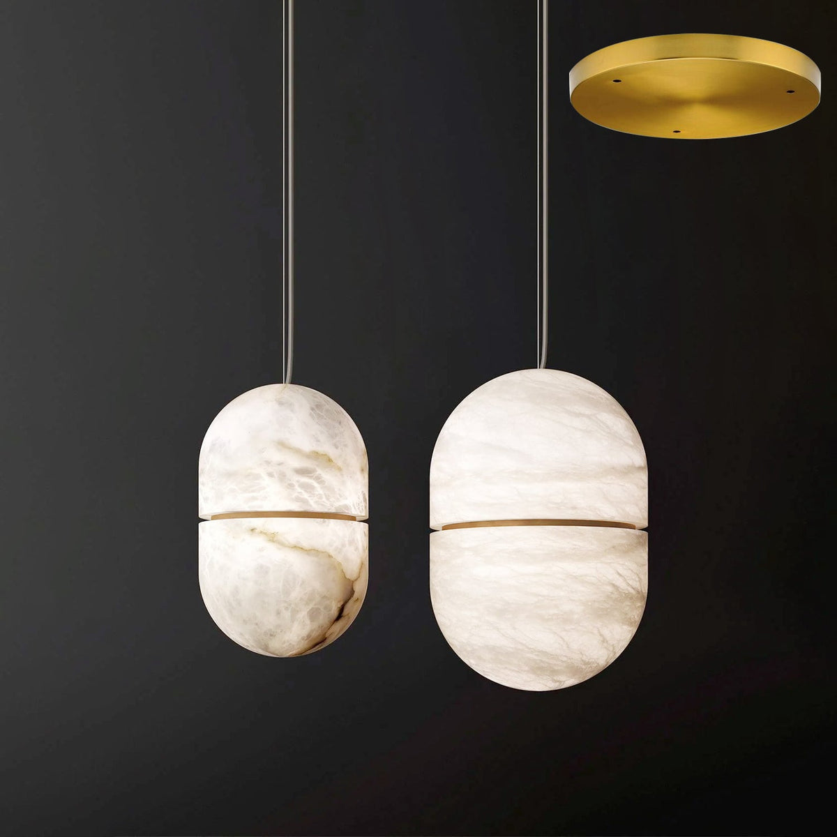 Satatr Alabaster Pendant Light Capsule-shaped