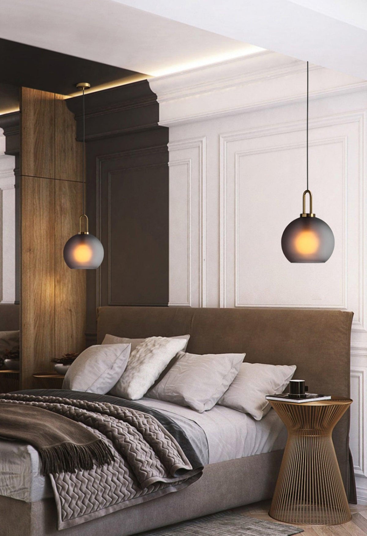 Sevelo Pendant Lamp Frosted Glass Swag Adjustable