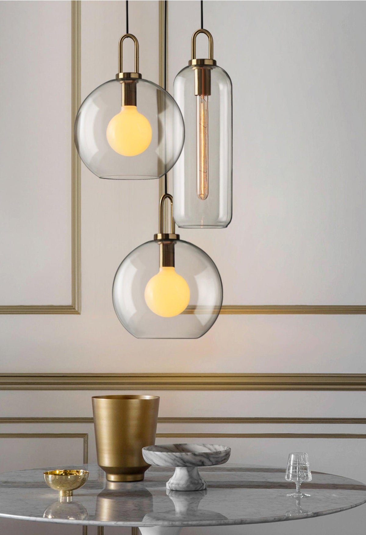 Sevelo Pendant Lamp Frosted Glass Swag Adjustable
