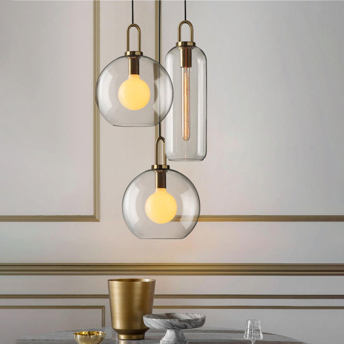 Sevelo Pendant Lamp Frosted Glass Swag Adjustable