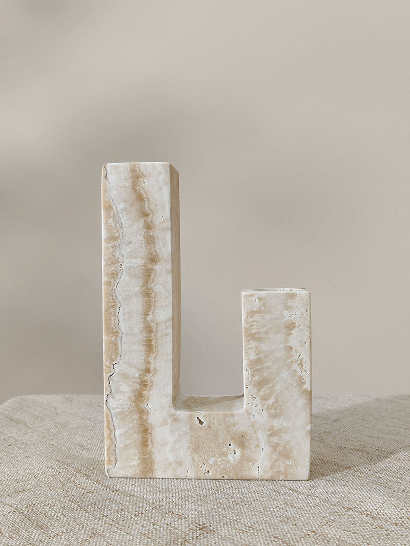 Horze  Modern Yellow Travertine Candle Holder