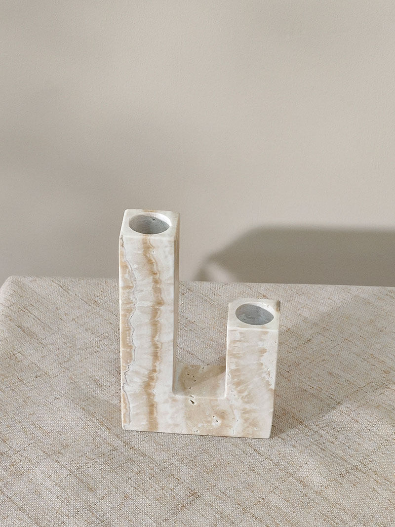 Horze  Modern Yellow Travertine Candle Holder