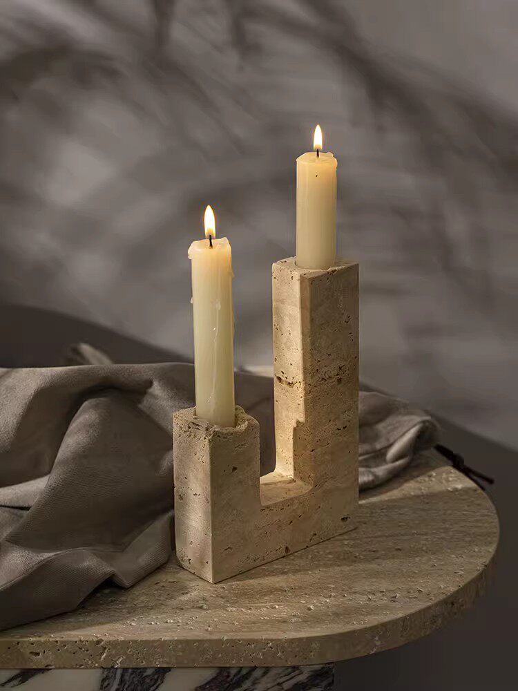 Horze  Modern Yellow Travertine Candle Holder