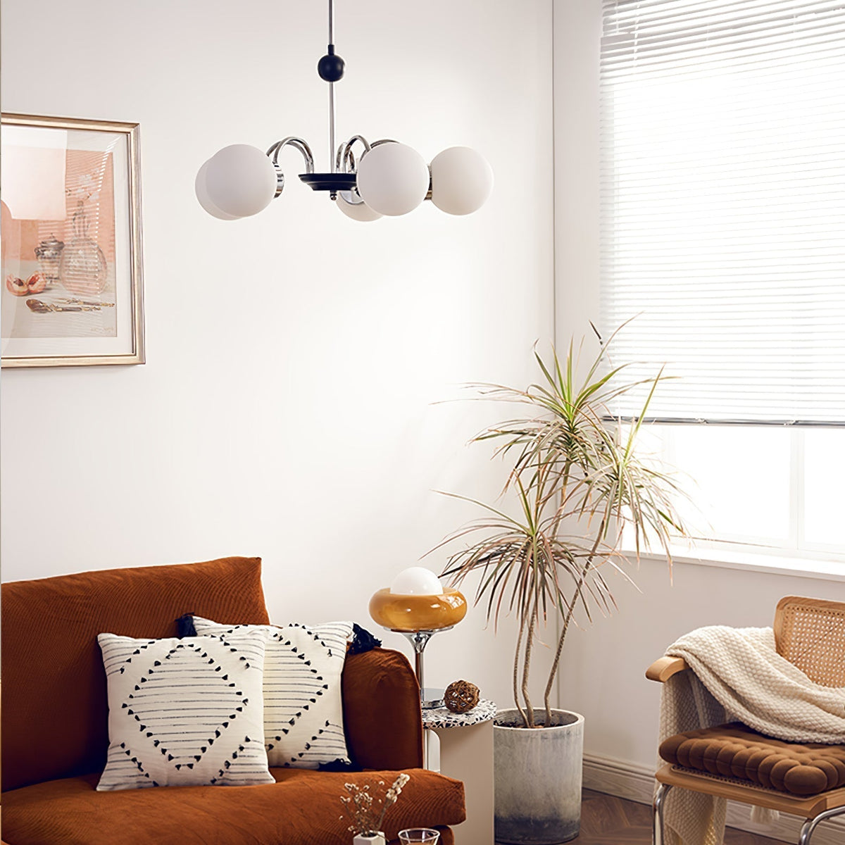 Halion Chandelier Rod Frame and White