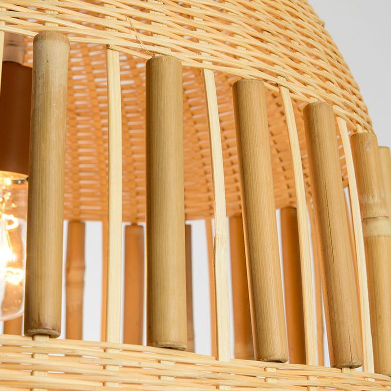 Dome Light Pendant Bamboo Pendant Light With a Seethrough Middle Area - Lamp Outdoor