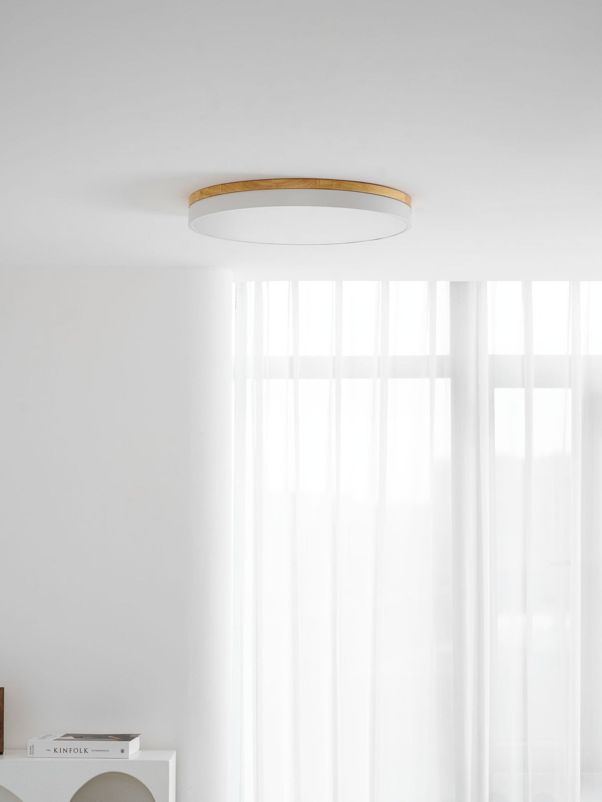 Folen Circular Wood Flush Mount Ceiling Light